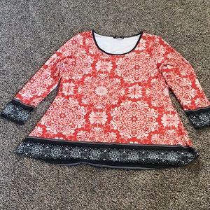 Lily red, white, black tunic SZ 1XL